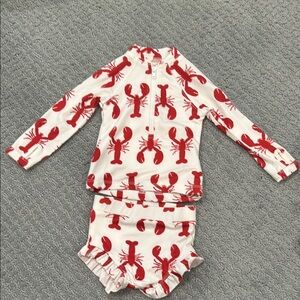Lobster Print Kids Swim Rashguard Set